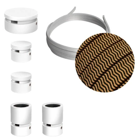 Filé System Wiggle Kit - with 3m string light cable and 5 indoor white varnished wooden components - CZ22