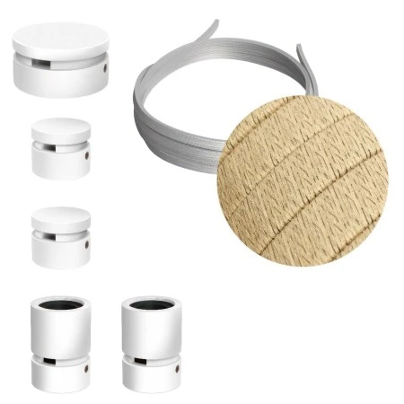 Filé System Wiggle Kit - with 3m string light cable and 5 indoor white varnished wooden components - CN06