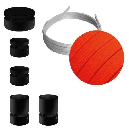 Filé System Wiggle Kit - with 3m string light cable and 5 indoor black varisched wooden components - CF15