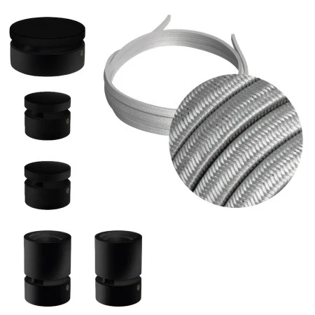 Filé System Wiggle Kit - with 3m string light cable and 5 indoor black varisched wooden components - CM02