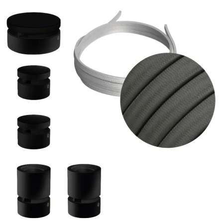 Filé System Wiggle Kit - with 3m string light cable and 5 indoor black varisched wooden components - CM03