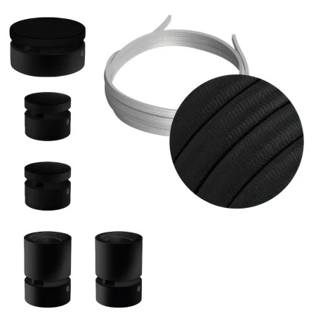 Filé System Wiggle Kit - with 3m string light cable and 5 indoor black varisched wooden components - CM04