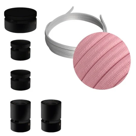 Filé System Wiggle Kit - with 3m string light cable and 5 indoor black varisched wooden components - CM16