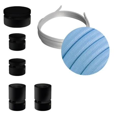 Filé System Wiggle Kit - with 3m string light cable and 5 indoor black varisched wooden components - CM17