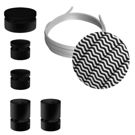 Filé System Wiggle Kit - with 3m string light cable and 5 indoor black varisched wooden components - CZ04