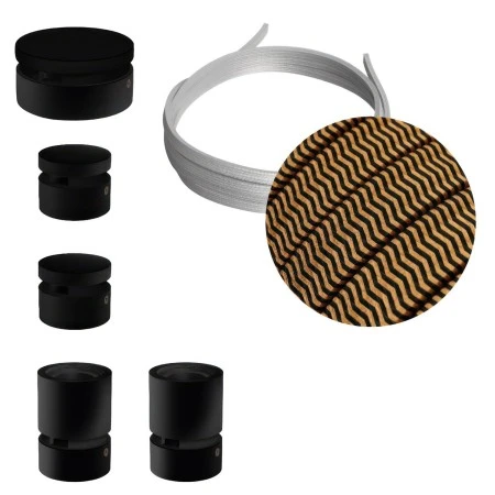 Filé System Wiggle Kit - with 3m string light cable and 5 indoor black varisched wooden components - CZ22