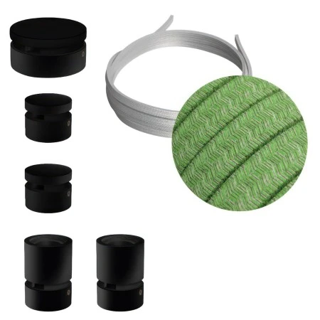 Filé System Wiggle Kit - with 3m string light cable and 5 indoor black varisched wooden components - CX08