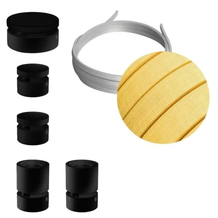 Filé System Wiggle Kit - with 3m string light cable and 5 indoor black varisched wooden components - CM10