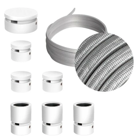 Filé System Linear Kit - with 5m string light cable and 7 indoor white varnished wooden components - CM02