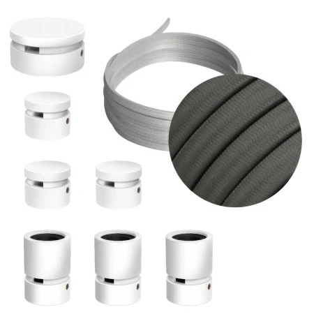 Filé System Linear Kit - with 5m string light cable and 7 indoor white varnished wooden components - CM03