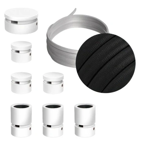 Filé System Linear Kit - with 5m string light cable and 7 indoor white varnished wooden components - CM04