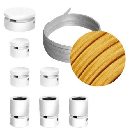 Filé System Linear Kit - with 5m string light cable and 7 indoor white varnished wooden components - CM05
