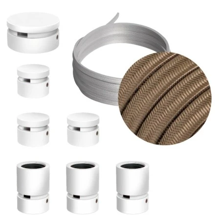 Filé System Linear Kit - with 5m string light cable and 7 indoor white varnished wooden components - CM27