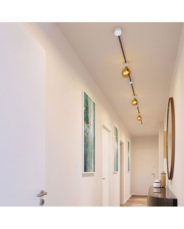 Filé System Linear Kit - with 5m string light cable and 7 indoor white varnished wooden components
