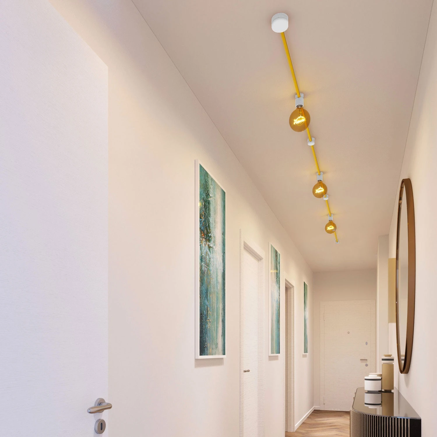 Filé System Linear Kit - with 5m string light cable and 7 indoor white varnished wooden components