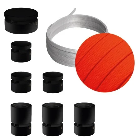 Filé System Linear Kit - with 5m string light cable and 7 indoor black varnished wooden components - CF15