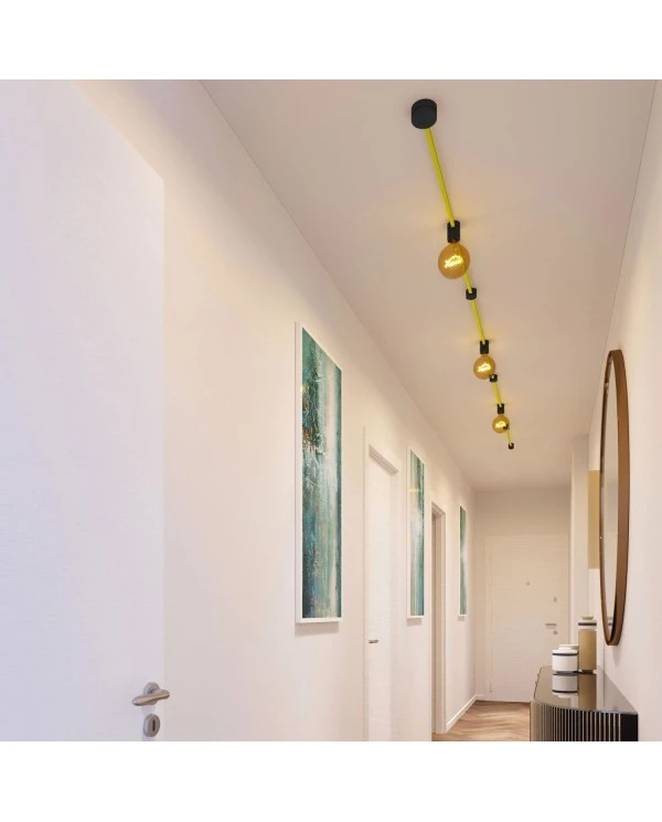 Filé System Linear Kit - with 5m string light cable and 7 indoor black varnished wooden components