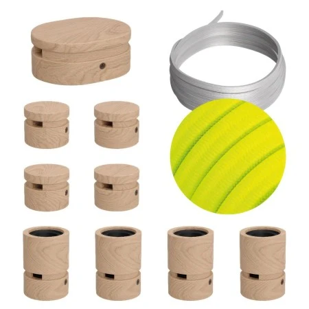 Filé System Symmetric Kit - with 5m string light cable and 9 indoor wooden components - CF10