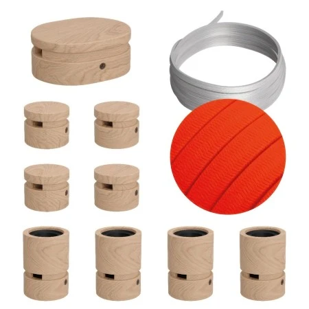 Filé System Symmetric Kit - with 5m string light cable and 9 indoor wooden components - CF15