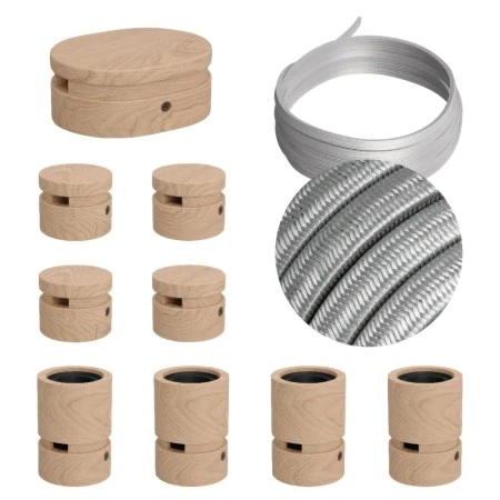Filé System Symmetric Kit - with 5m string light cable and 9 indoor wooden components - CM02