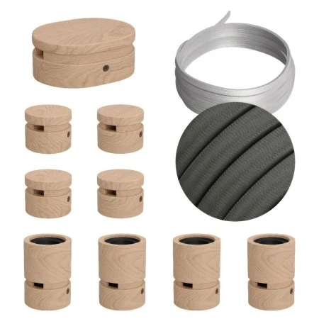 Filé System Symmetric Kit - with 5m string light cable and 9 indoor wooden components - CM03