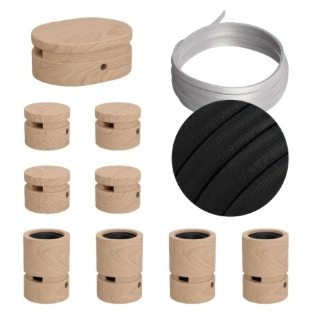 Filé System Symmetric Kit - with 5m string light cable and 9 indoor wooden components - CM04