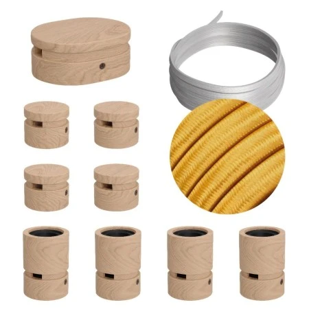 Filé System Symmetric Kit - with 5m string light cable and 9 indoor wooden components - CM05