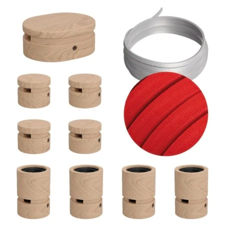 Filé System Symmetric Kit - with 5m string light cable and 9 indoor wooden components - CM09