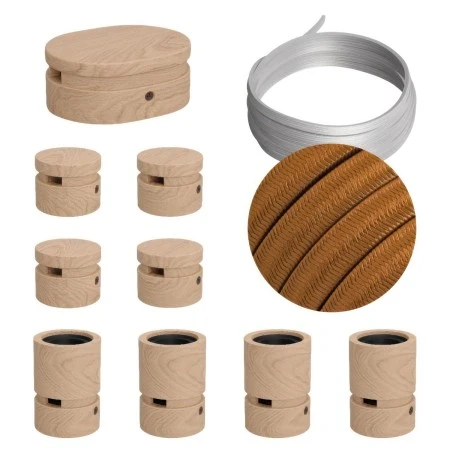 Filé System Symmetric Kit - with 5m string light cable and 9 indoor wooden components - CM22