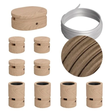 Filé System Symmetric Kit - with 5m string light cable and 9 indoor wooden components - CM27