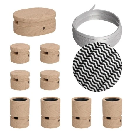Filé System Symmetric Kit - with 5m string light cable and 9 indoor wooden components - CZ04