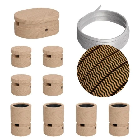 Filé System Symmetric Kit - with 5m string light cable and 9 indoor wooden components - CZ22