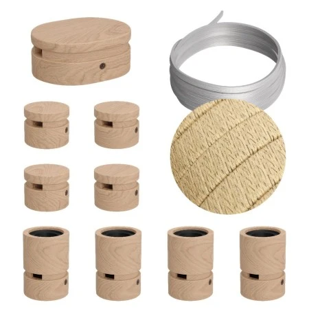 Filé System Symmetric Kit - with 5m string light cable and 9 indoor wooden components - CN06
