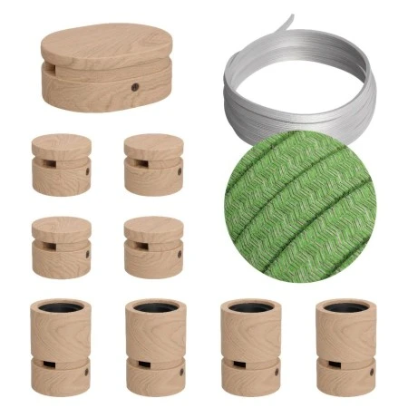Filé System Symmetric Kit - with 5m string light cable and 9 indoor wooden components - CX08
