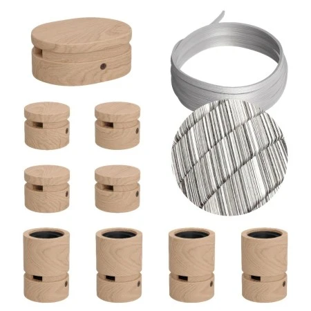 Filé System Symmetric Kit - with 5m string light cable and 9 indoor wooden components - ECC37
