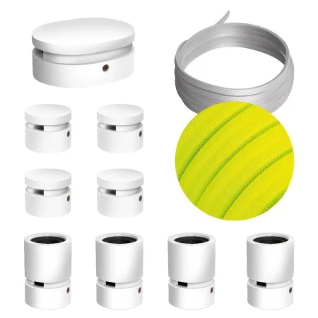 Filé System Symmetric Kit - with 5m string light cable and 9 indoor white varnished wooden components - CF10