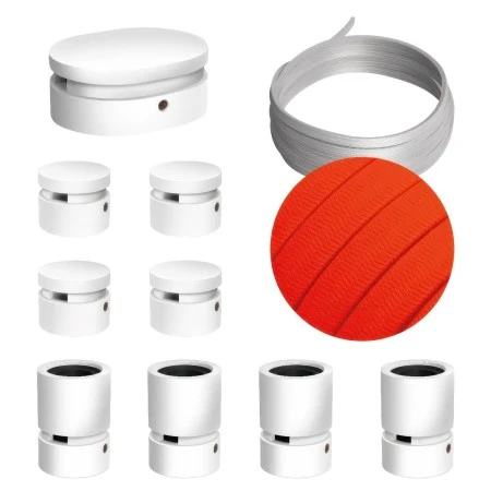 Filé System Symmetric Kit - with 5m string light cable and 9 indoor white varnished wooden components - CF15