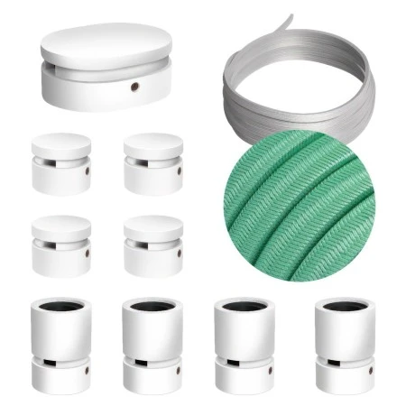 Filé System Symmetric Kit - with 5m string light cable and 9 indoor white varnished wooden components - CH69