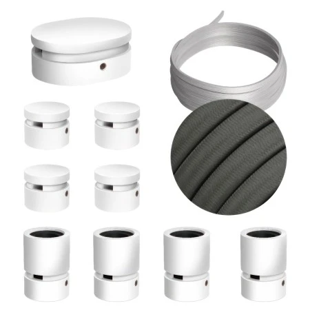 Filé System Symmetric Kit - with 5m string light cable and 9 indoor white varnished wooden components - CM03