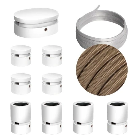 Filé System Symmetric Kit - with 5m string light cable and 9 indoor white varnished wooden components - CM27