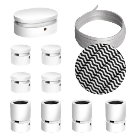 Filé System Symmetric Kit - with 5m string light cable and 9 indoor white varnished wooden components - CZ04