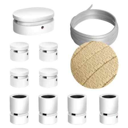 Filé System Symmetric Kit - with 5m string light cable and 9 indoor white varnished wooden components - CN06