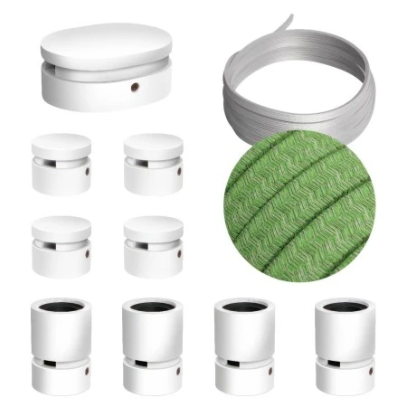 Filé System Symmetric Kit - with 5m string light cable and 9 indoor white varnished wooden components - CX08