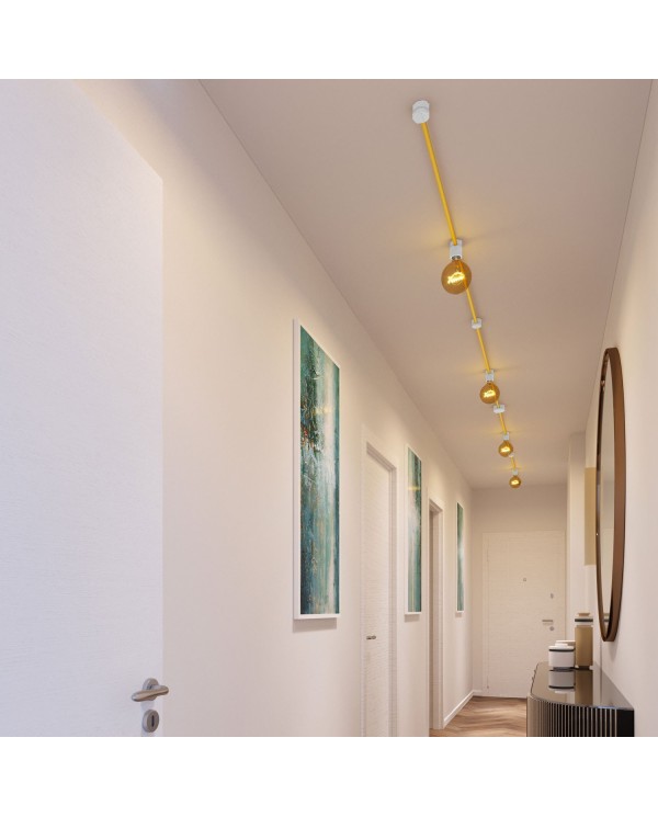 Filé System Symmetric Kit - with 5m string light cable and 9 indoor white varnished wooden components
