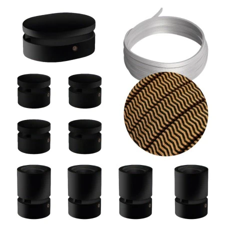 Filé System Symmetric Kit - with 5m string light cable and 9 indoor black varnished wooden components - CZ22