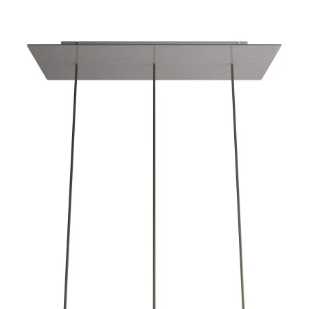 Rectangular XXL Rose-One in line 3-hole and 6 side holes ceiling rose, 675 x 225 mm - Satin Steel Dibond