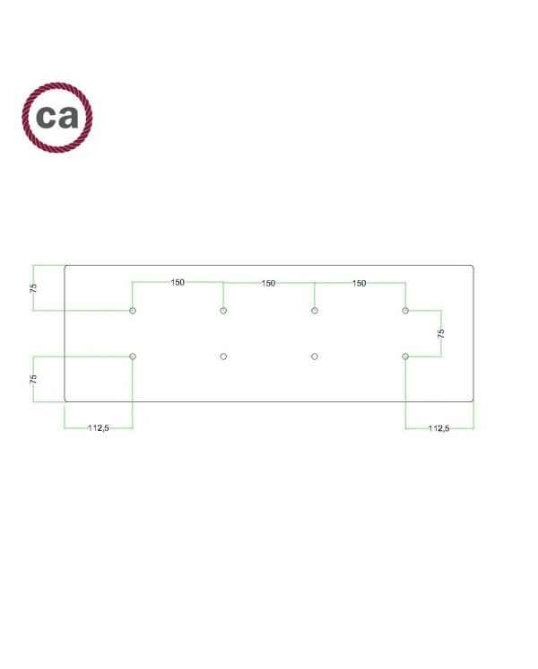 Rectangular XXL Rose-One 8-hole and 6 side holes ceiling rose, 675 x 225 mm