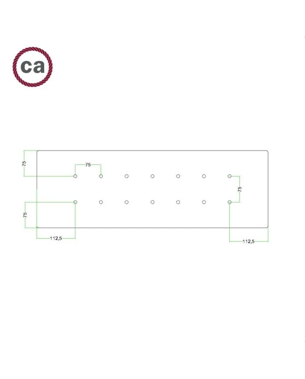 Rectangular XXL Rose-One 14-hole and 6 side holes ceiling rose, 675 x 225 mm