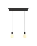 2-light pendant lamp with 675 mm rectangular XXL Rose-One, featuring fabric cable and metal finishes