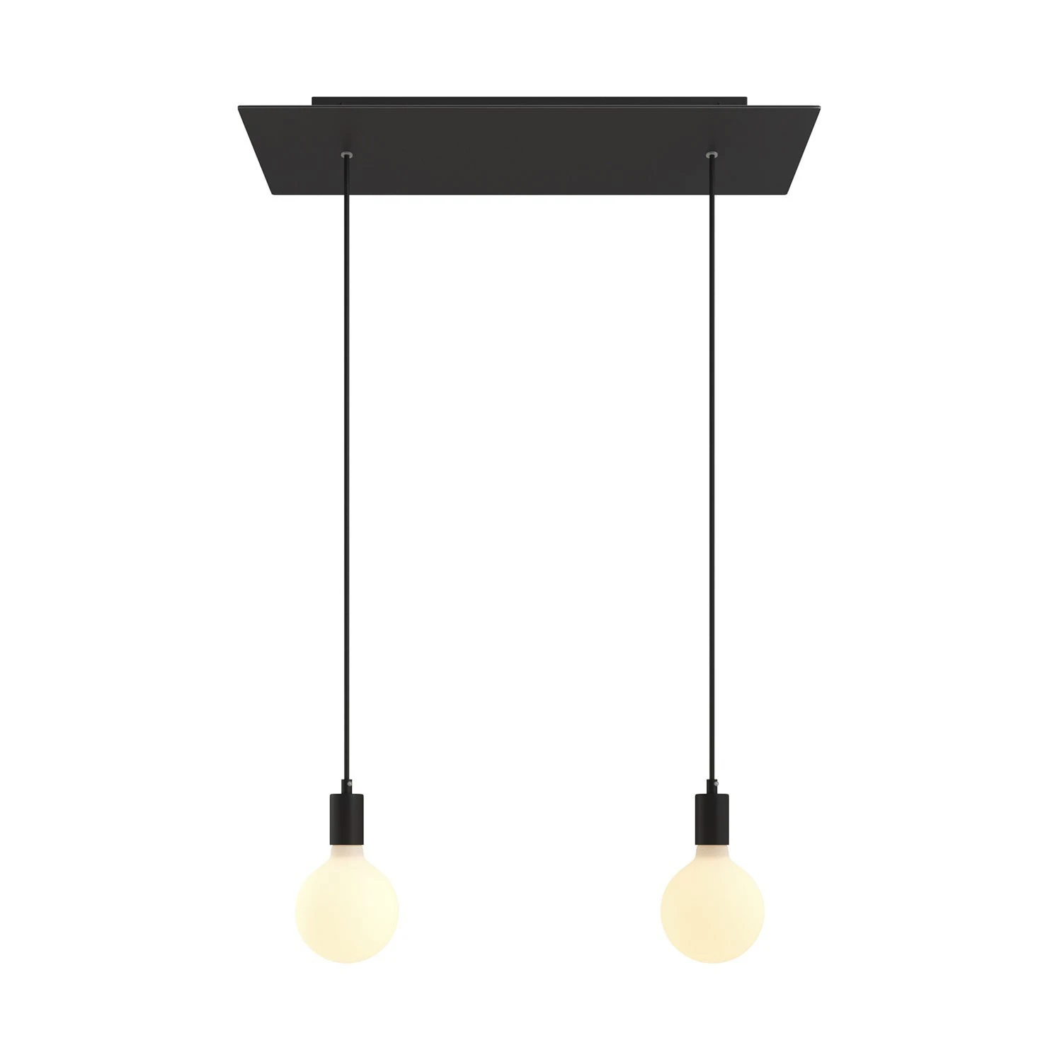 2-light pendant lamp with 675 mm rectangular XXL Rose-One, featuring fabric cable and metal finishes